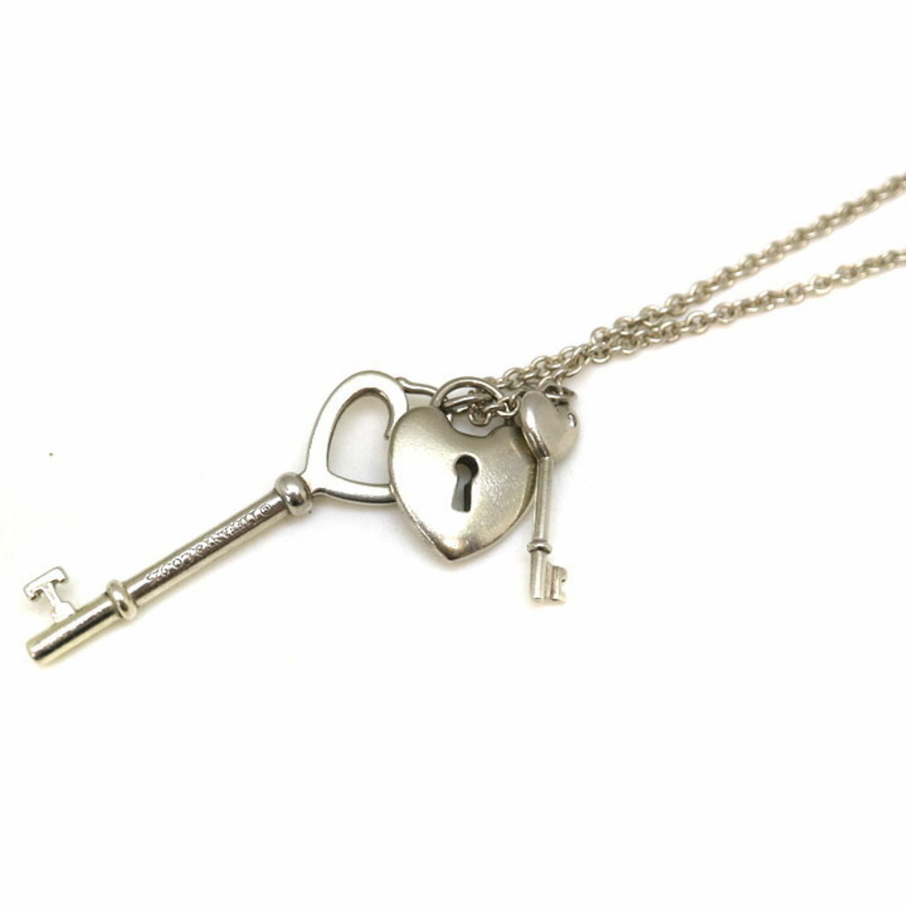 Tiffany Heart Lock Necklace Diamond Silver